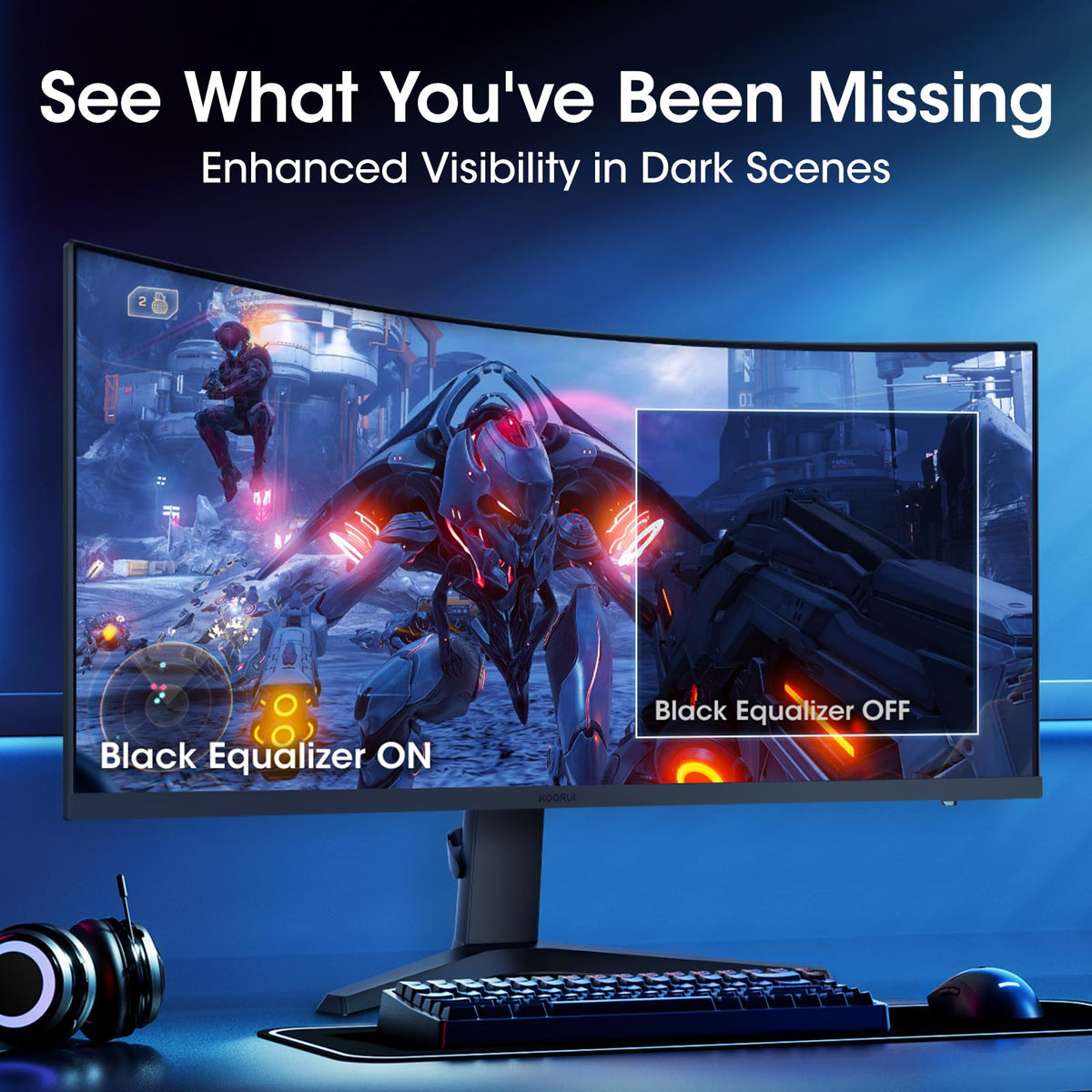 KOORUI 34E6UC FreeSync and G-Sync ensure smooth frame delivery.
