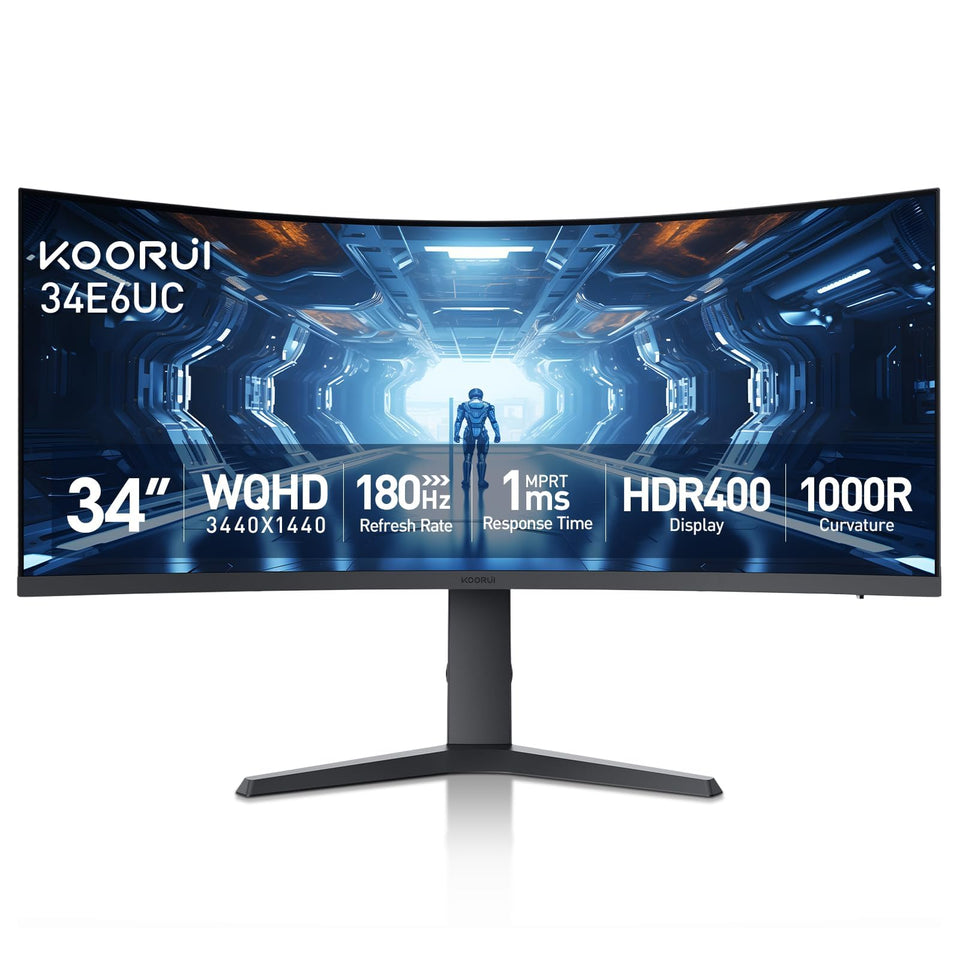 KOORUI 34E6UC ultrawide curved display for immersive gaming and productivity.