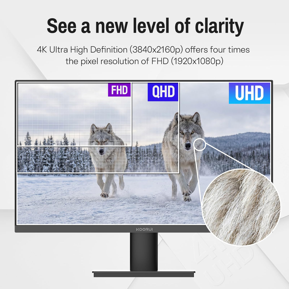 KOORUI E3241A built-in speakers delivering compact audio output.