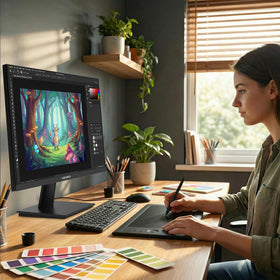 KOORUI E3241A connectivity with HDMI 2.0 and DisplayPort for versatile device links.