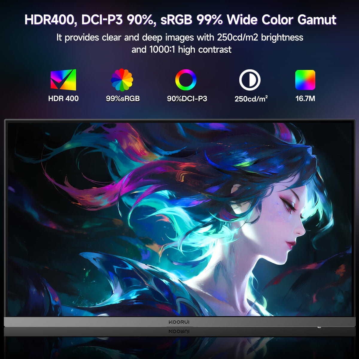 KOORUI G2511X HDR400 99% sRGB image delivers vibrant colors and depth.