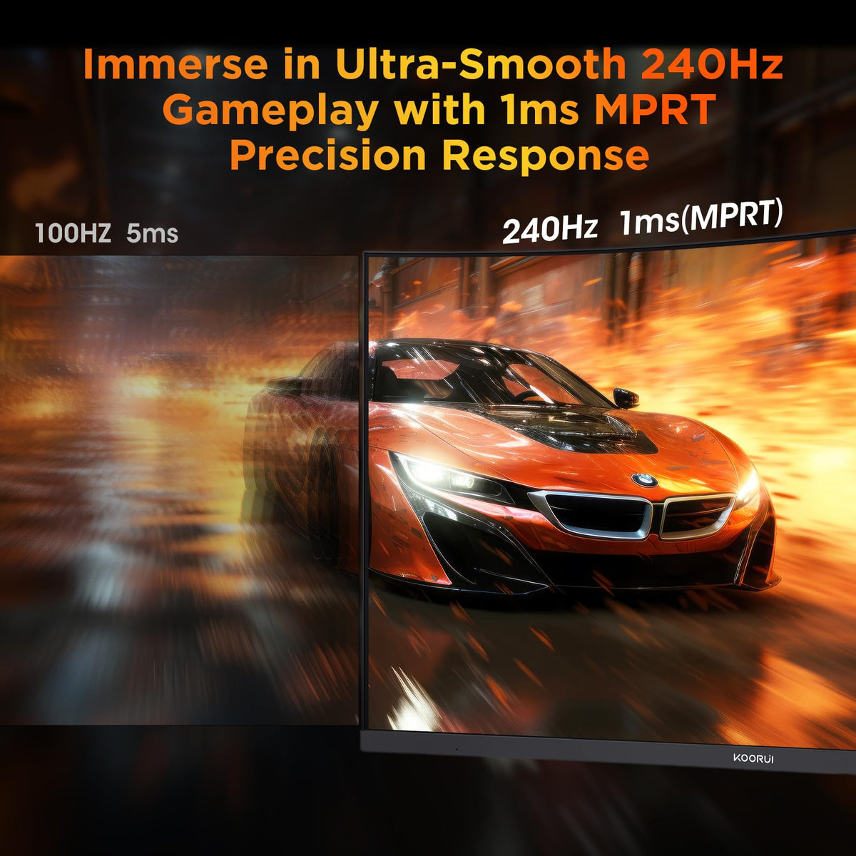 KOORUI G2511XC displays 240Hz refresh for ultra-smooth action in fast FPS titles.