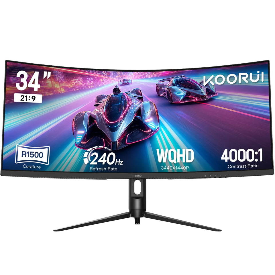 KOORUI G3441XC front view with 34-inch ultrawide curved display for immersive gaming