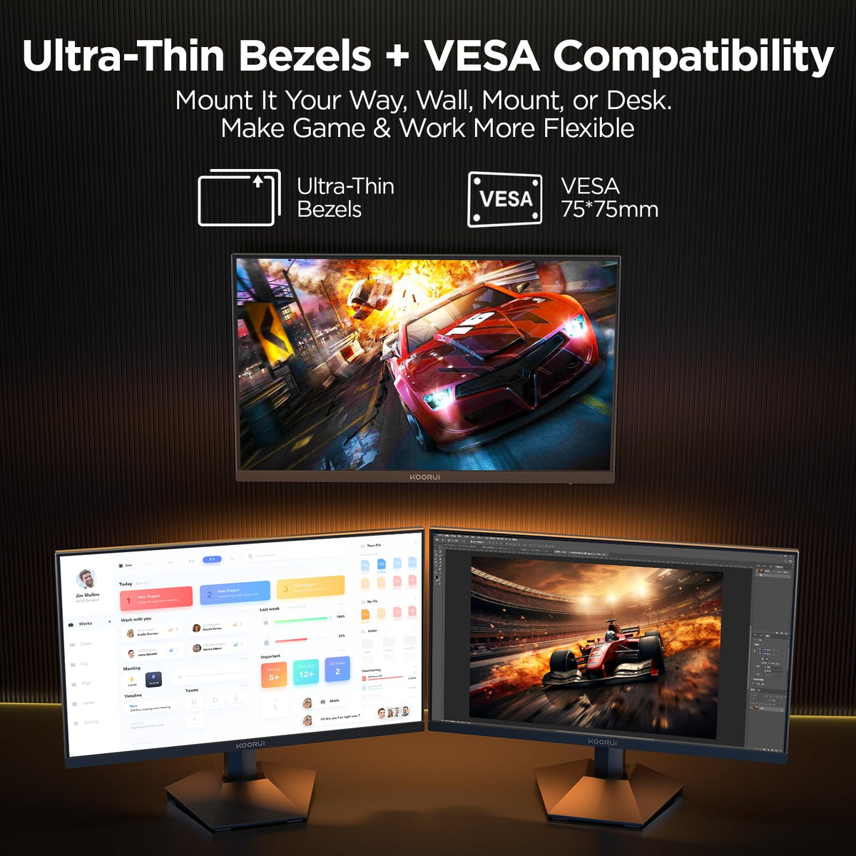 KOORUI HDMI 2.0 and DP 1.4 enable multi-device connections