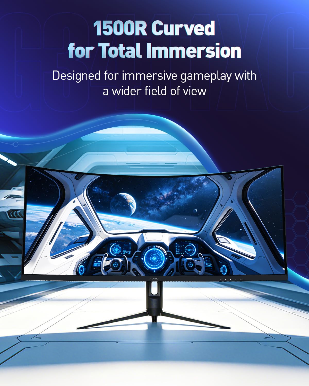 KOORUI HDMI 2.1 and DP 1.4 provide versatile connectivity for consoles and PCs.