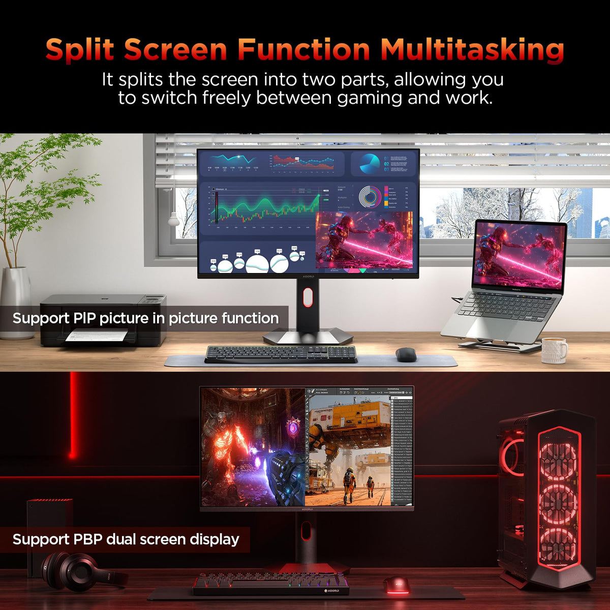 KOORUI Monitor 27 1440p color gamut supports creators