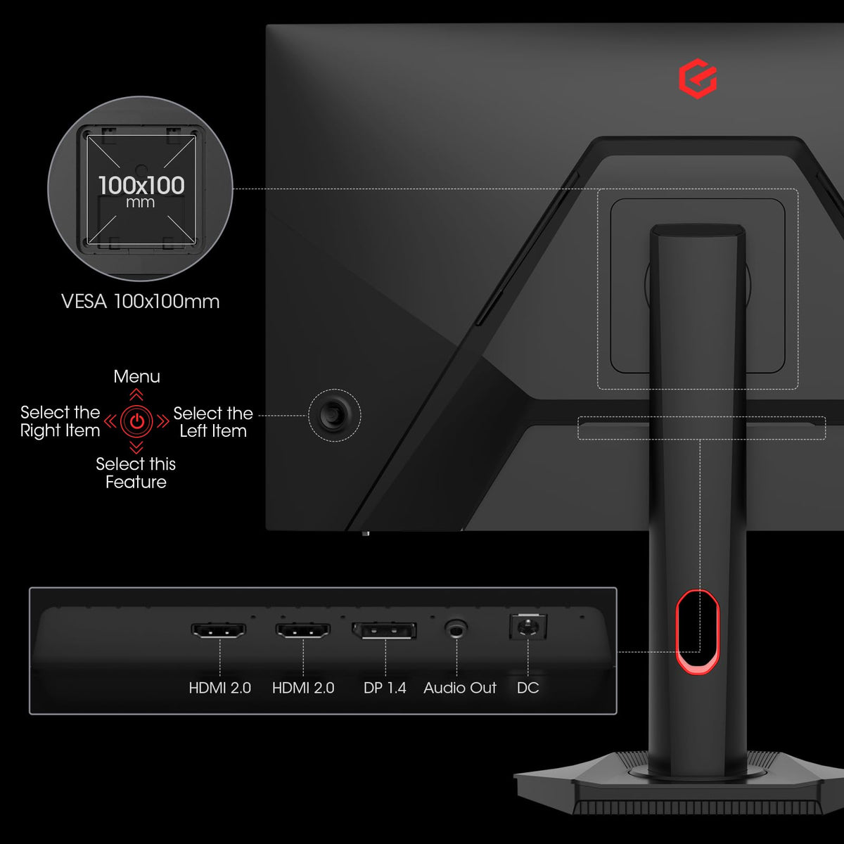 KOORUI Monitor 27 HDMI and DisplayPort connectivity for easy setup