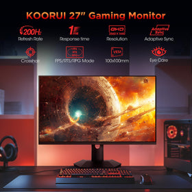 KOORUI Monitor 27 side profile with slim bezels for desk setup
