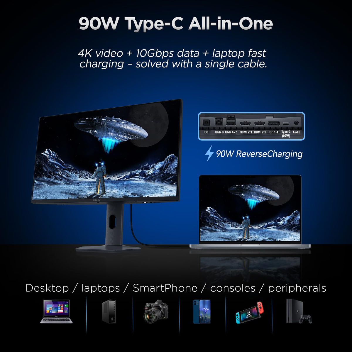KOORUI S2741LM factory-calibrated color accuracy across DCI-P3 and Adobe RGB.