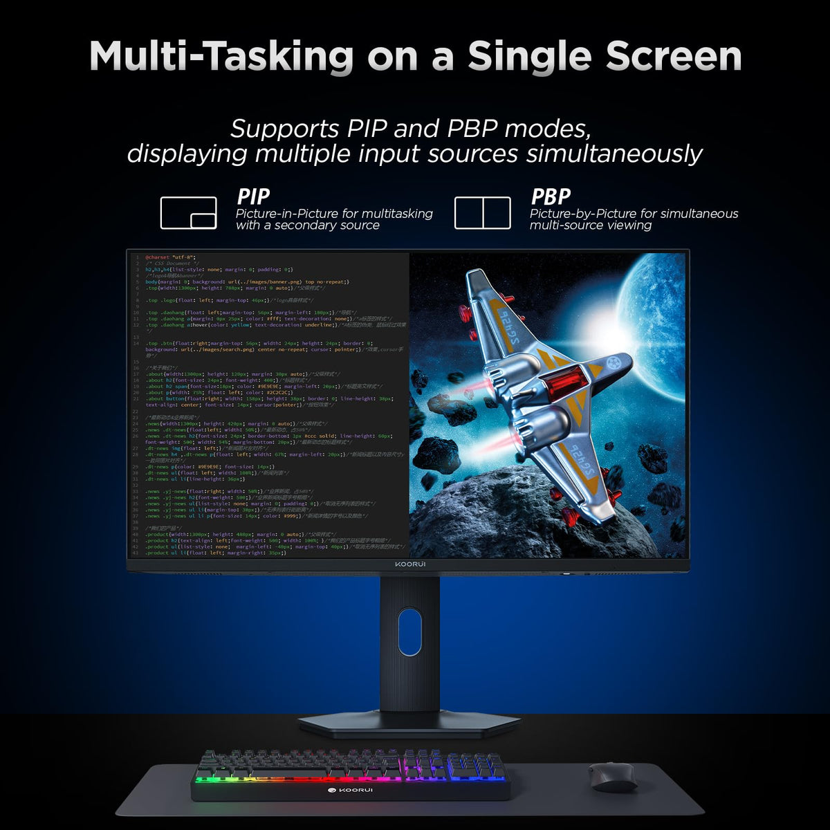 KOORUI S2741LM VESA 100x100 compatibility for flexible mounting.