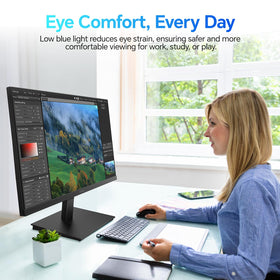 KOORUI tilt-adjustable stand and VESA mounting offer flexible setup
