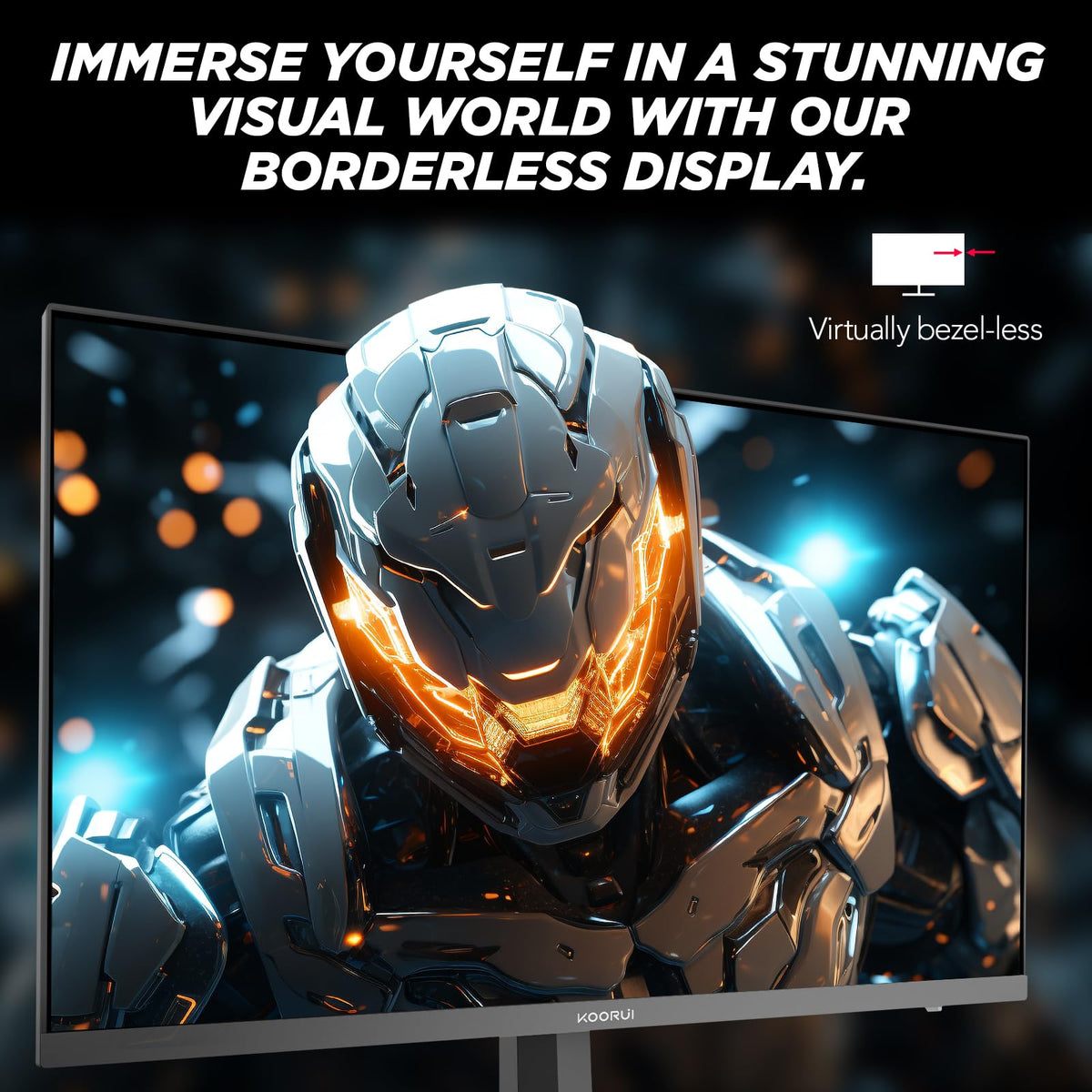 KOORUI ultra-slim bezel design for immersive widescreen viewing.