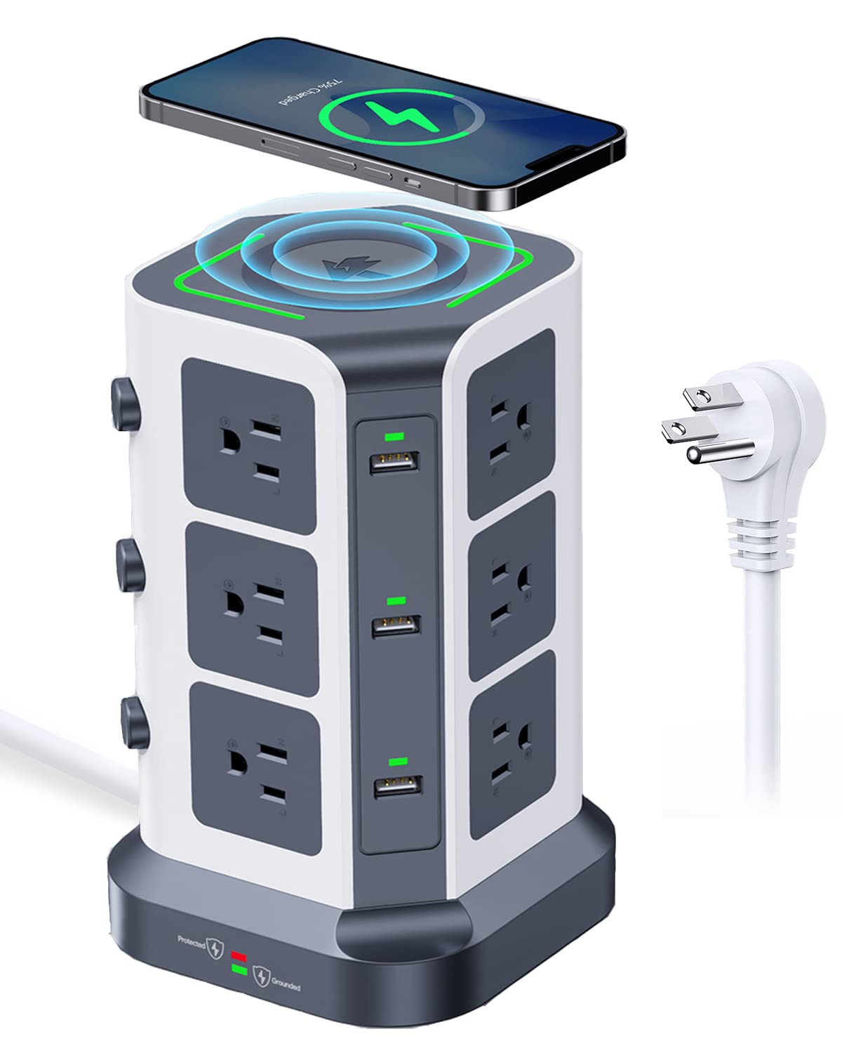 KOOSLA front view showing tower layout and compact footprint for organized charging