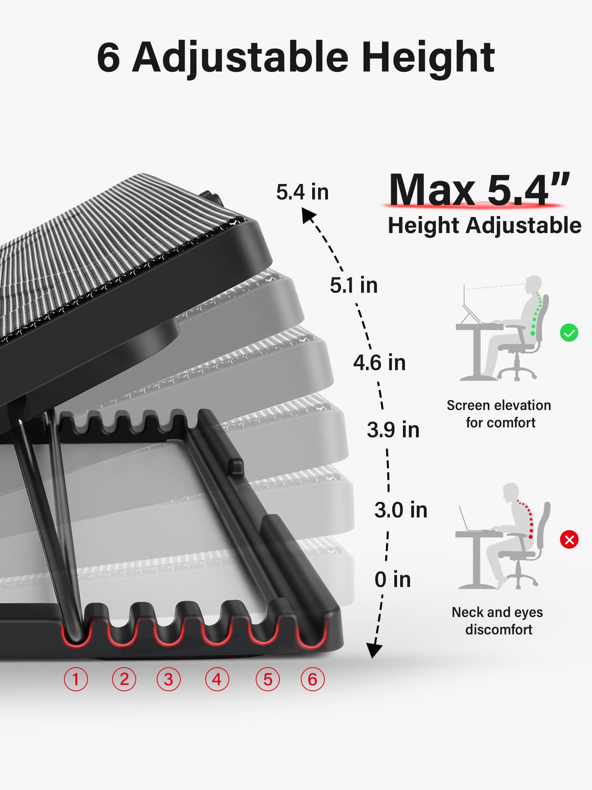 Kootek fan LED detail displaying five quiet red-lit fans for effective heat management