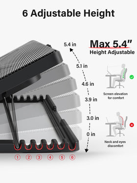 Kootek fan LED detail displaying five quiet red-lit fans for effective heat management