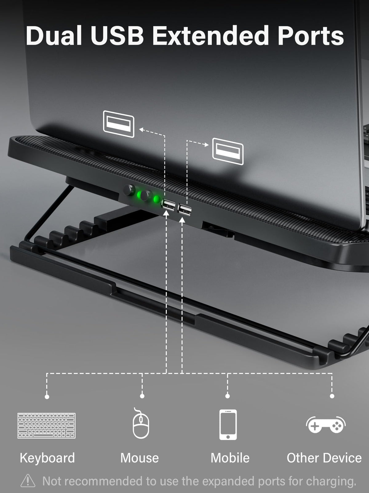 Kootek dual USB hub and cable detail providing extra peripheral ports