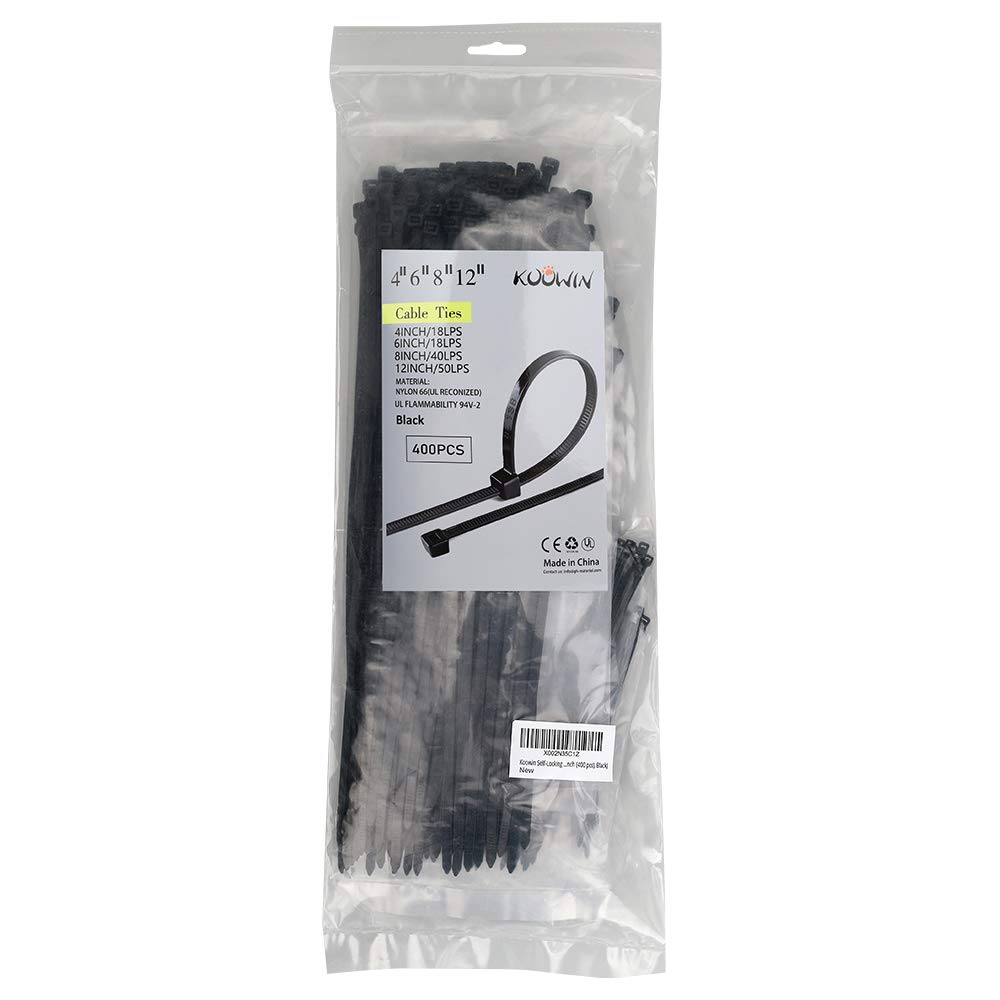 KOOWIN self-locking cable ties 8in in outdoor usage for cycled tools