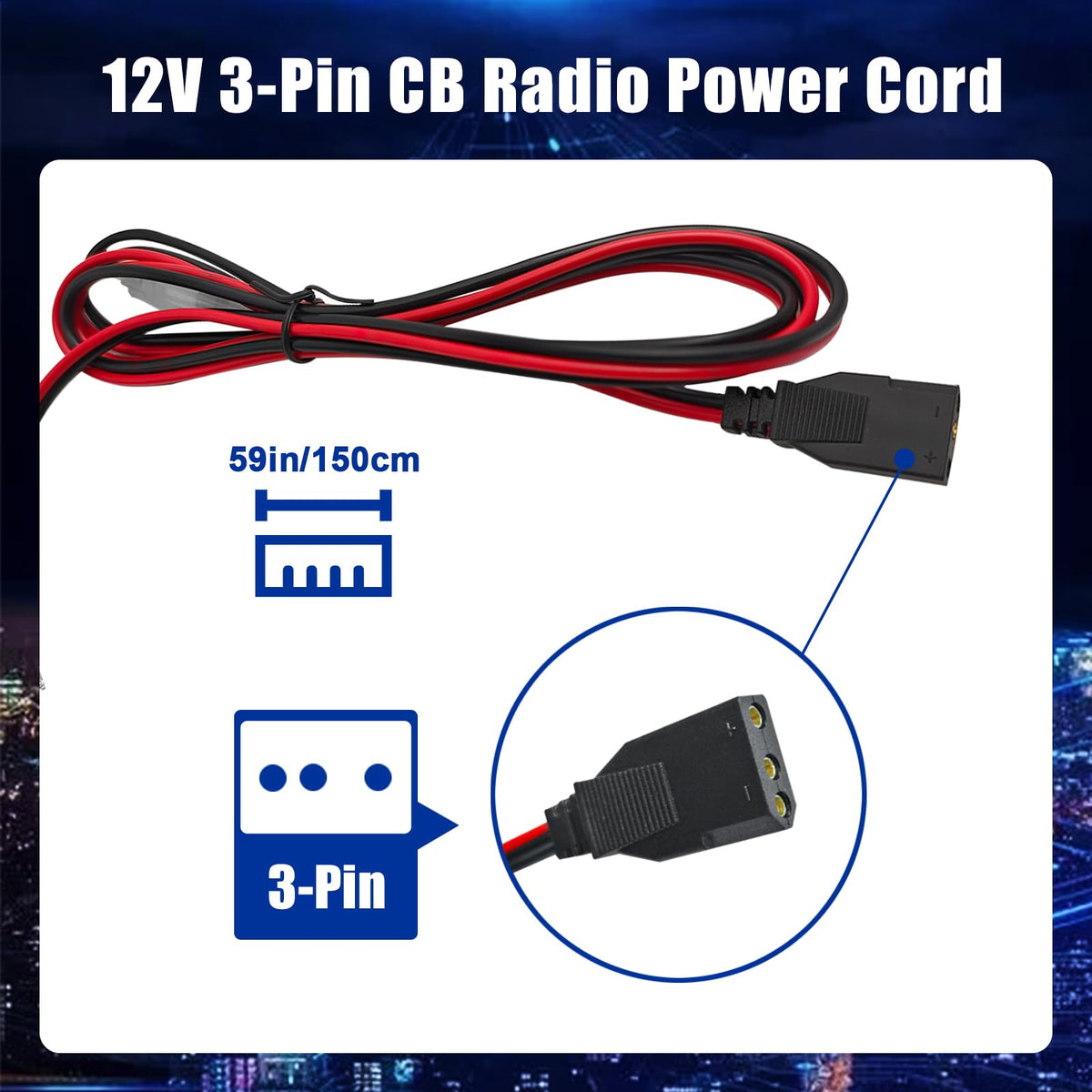 KOQICALL 3-pin plugged into a CB radio showing quick installation benefit