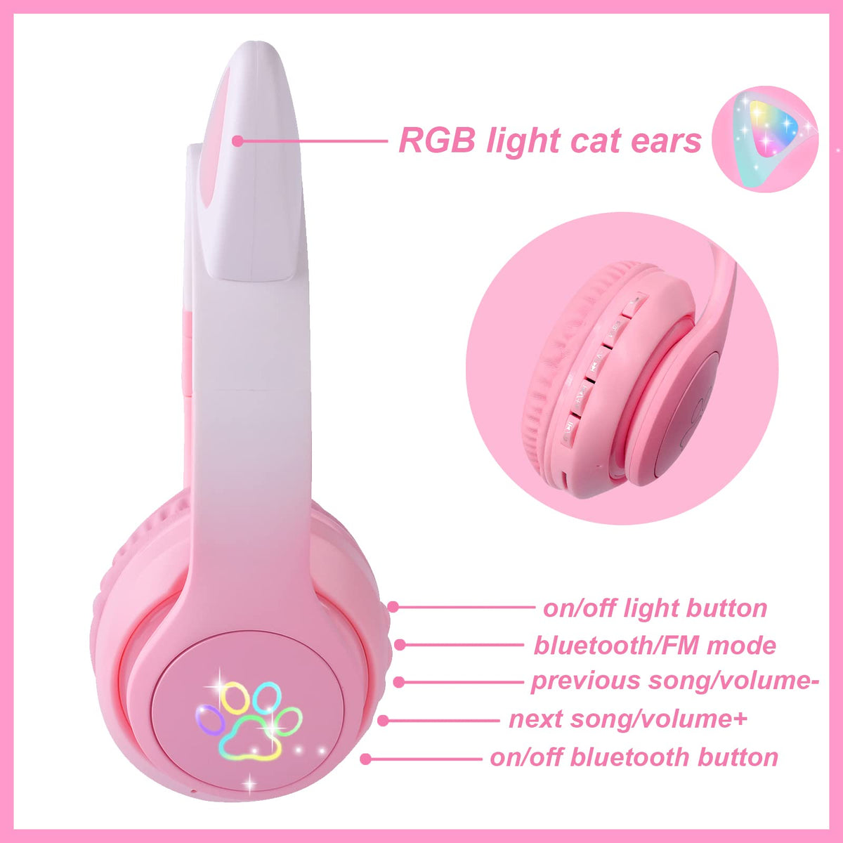 KORABA kids pink headphones ideal for school and travel.