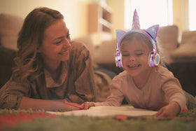 KORABA unicorn headphones cat ears and horn design for imaginative play and daily listening