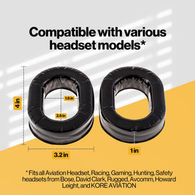 KORE AVIATION ear seals installed on a headset improves comfort during use