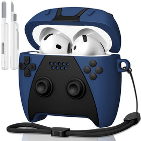 KOREDA AirPods 4 case with game controller design in dark blue for stylish protection on the go