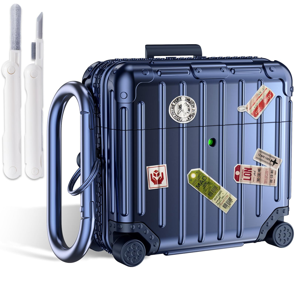 KOREDA AirPods 4 suitcase blue front view—stylish protection for daily use.