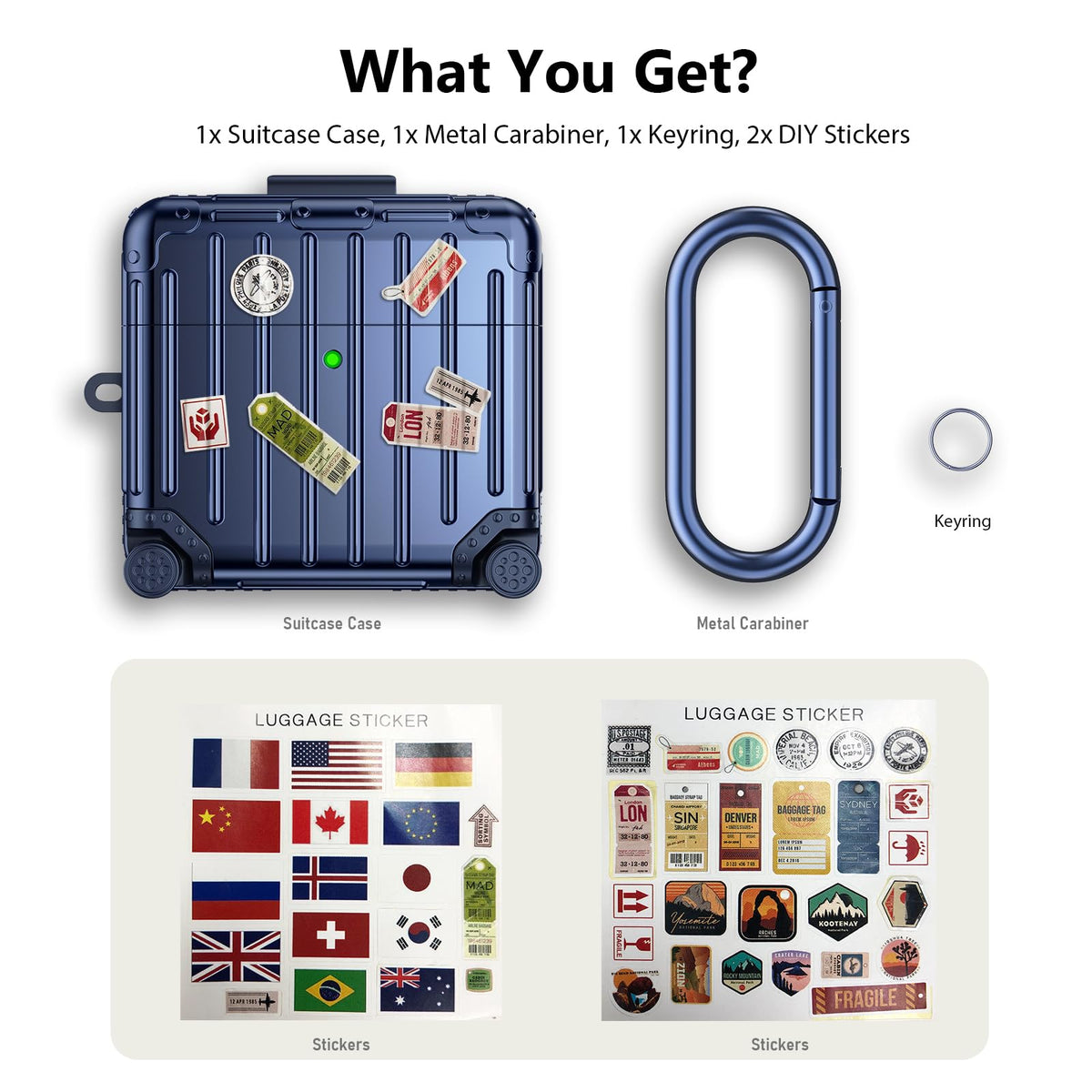KOREDA AirPods 4 suitcase materials—tough TPU and PC construction for protection.