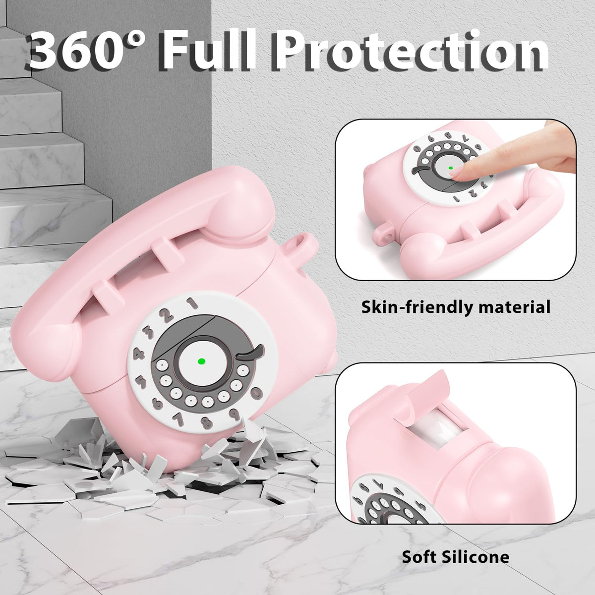 KOREDA AirPods Pro 2 pink case back view offers compact protection.
