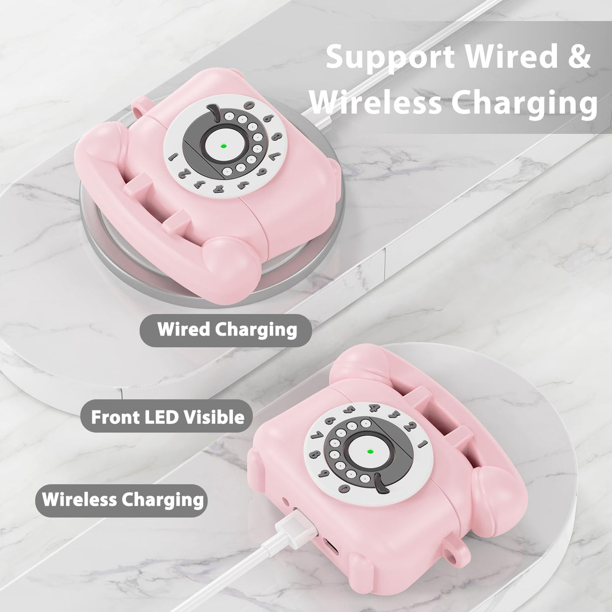 KOREDA AirPods Pro 2 pink case includes cleaner kit for quick maintenance.