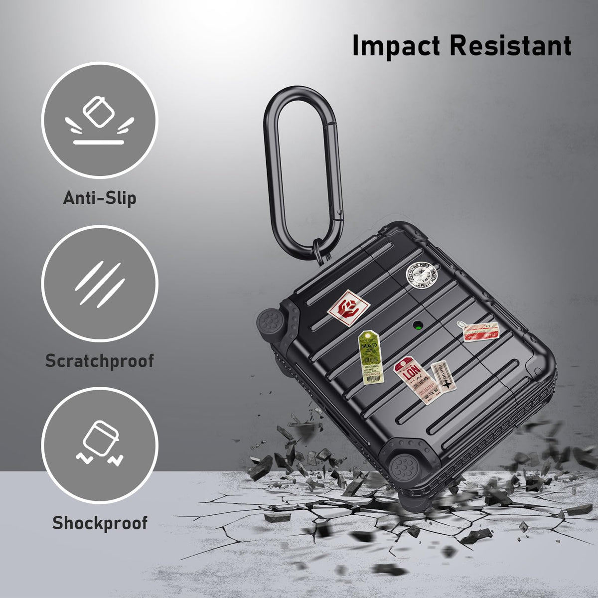 Metal carabiner adds easy carry for the KOREDA AirPods Pro 3 case
