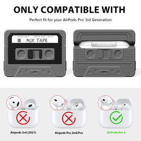 KOREDA AirPods Pro 3 cassette back view, secure grip with retro design