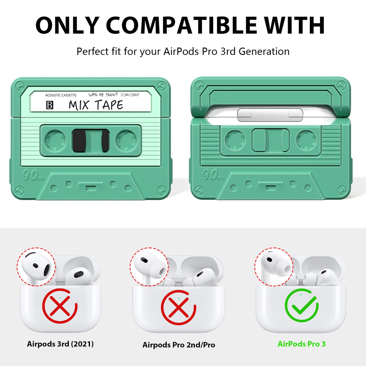 KOREDA AirPods Pro 3 cassette case back view with durable protection
