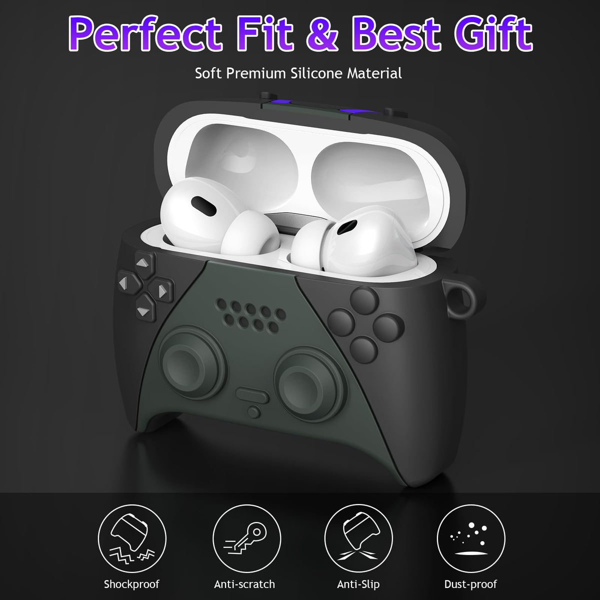 KOREDA AirPods Pro case features a portable anti-lost keychain
