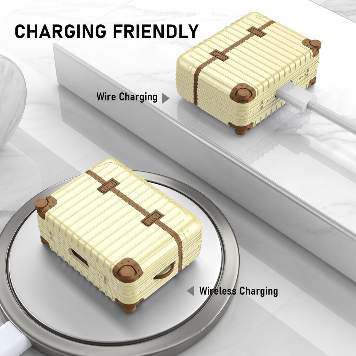 KOREDA AirPods Pro case supports wireless charging for easy power.