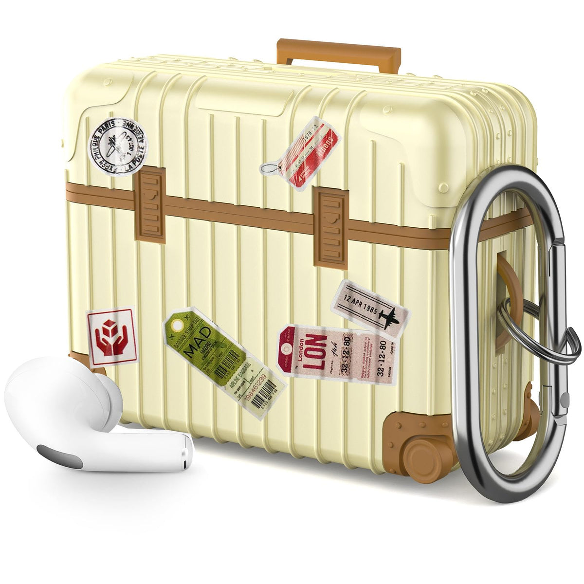 KOREDA AirPods Pro suitcase beige case protects while adding playful style.