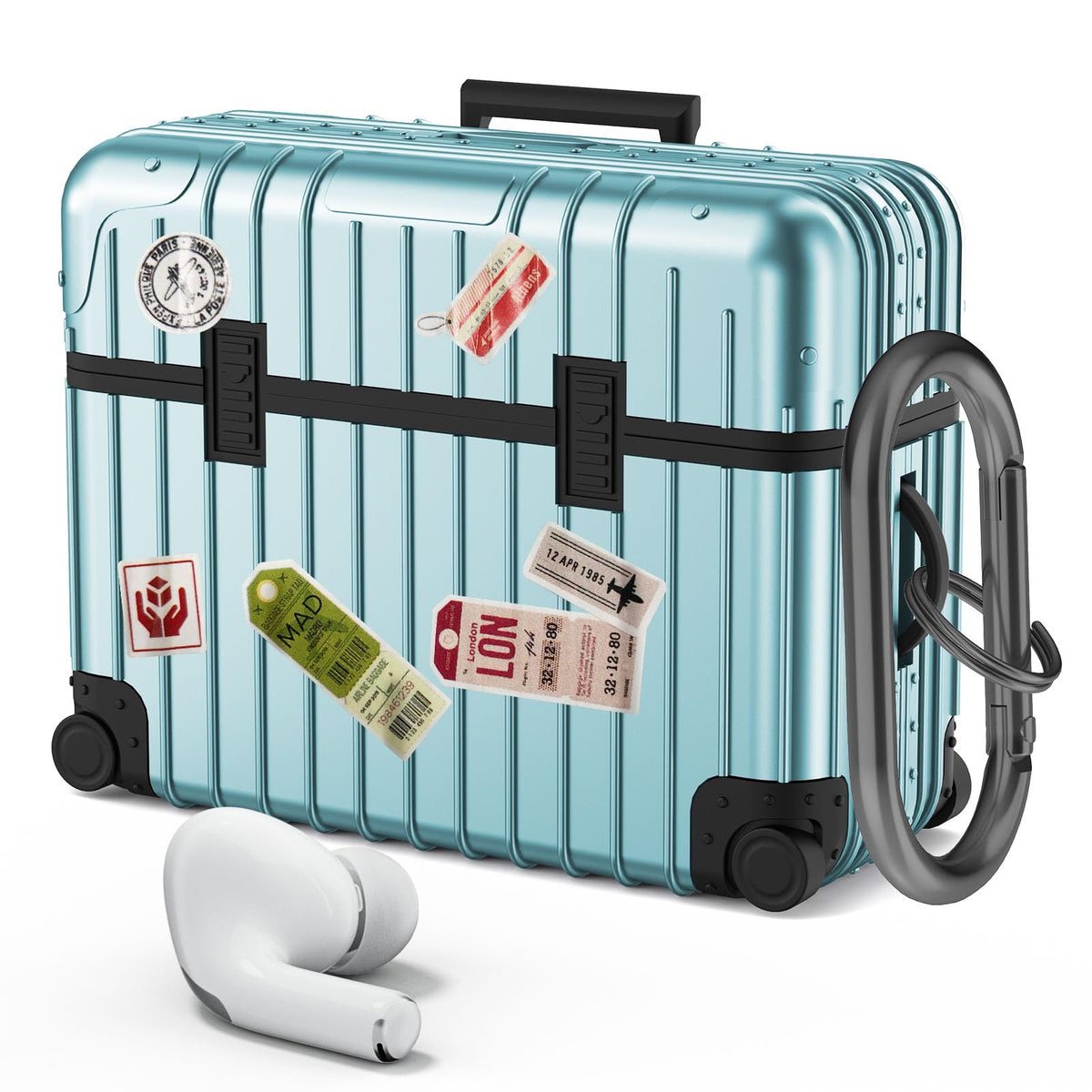 KOREDA AirPods Pro suitcase case front view with stylish protection and easy access.