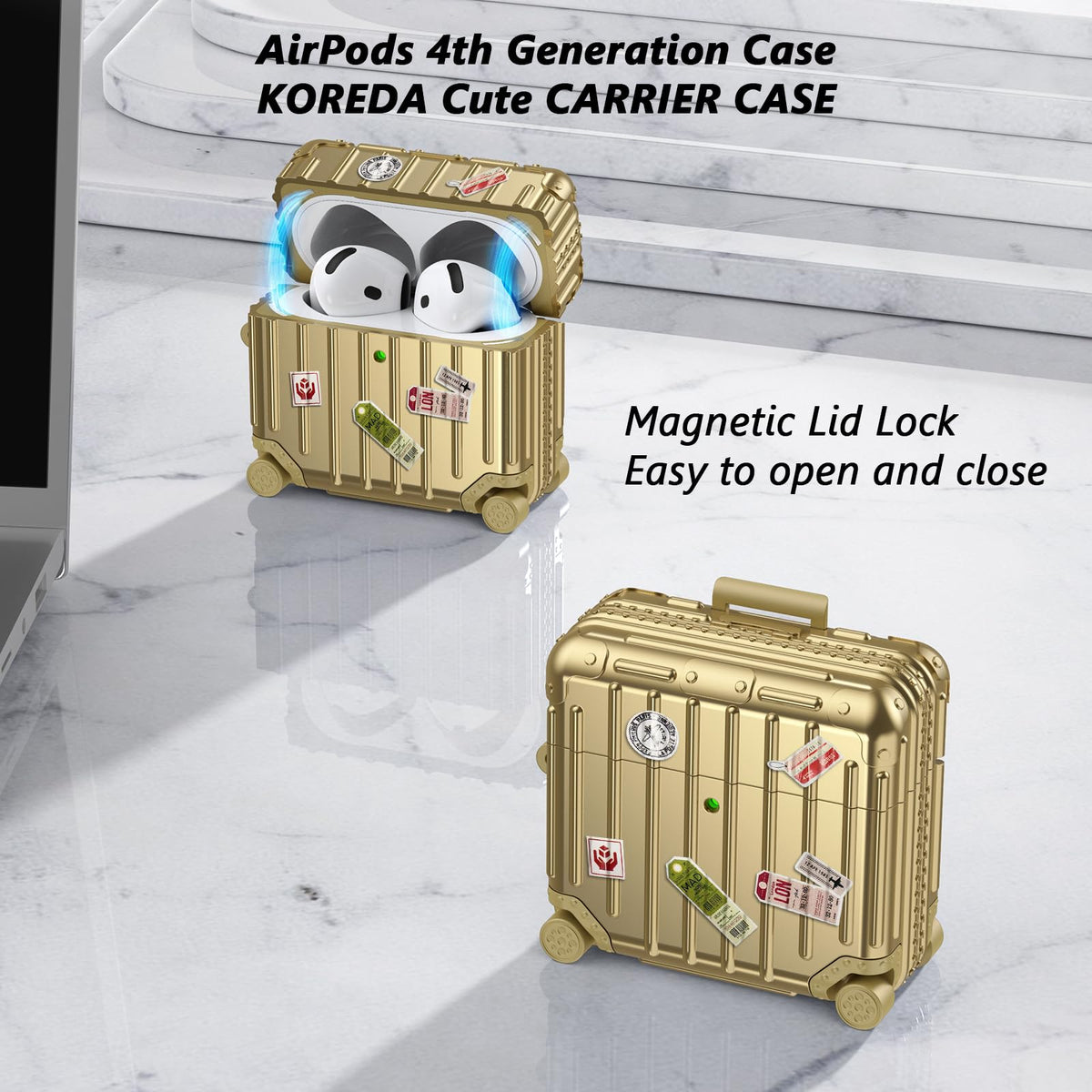 KOREDA Champagne Gold AirPods 4 case adds stylish protection
