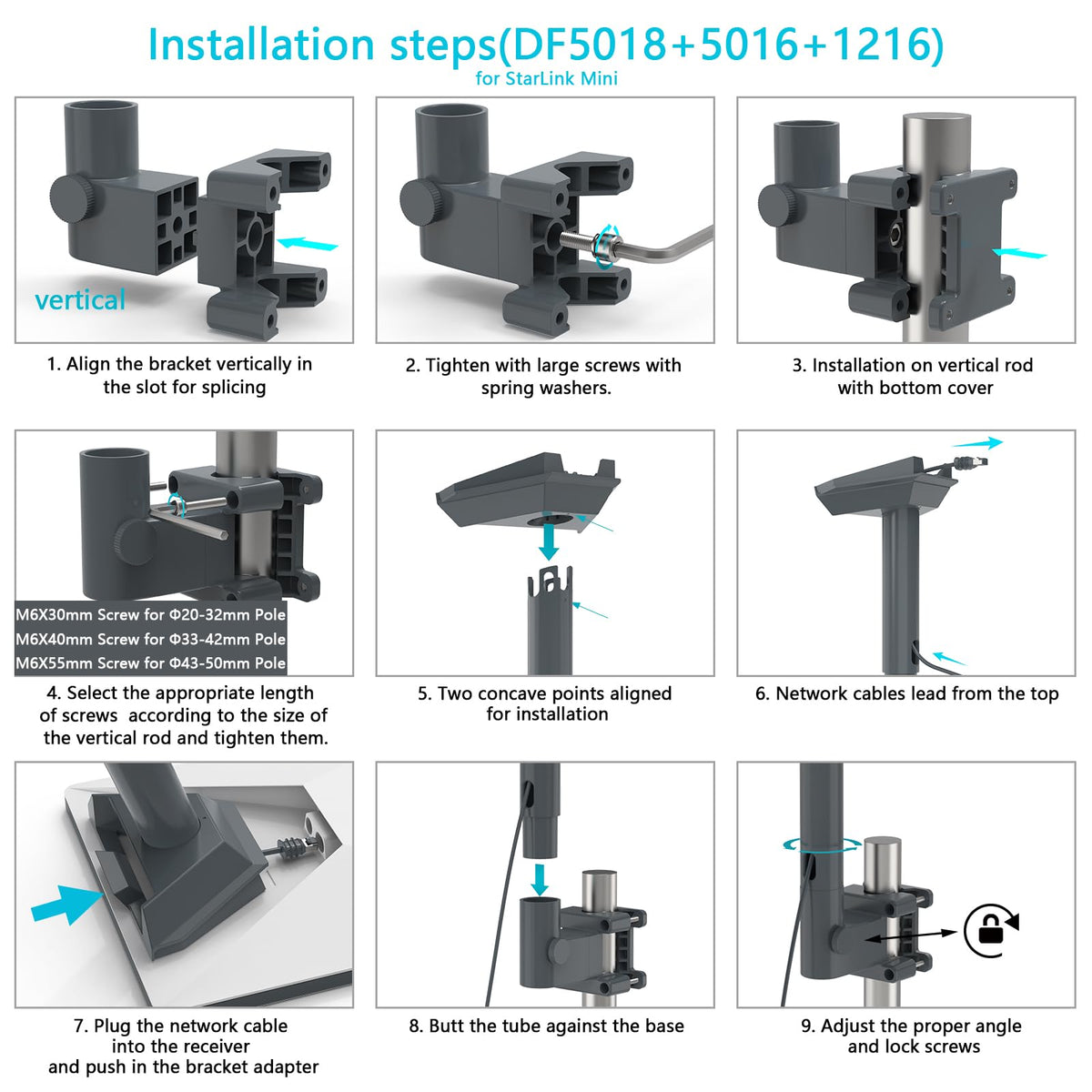 Koroao RV pole clamp supports 20-50 mm range for versatile mounting