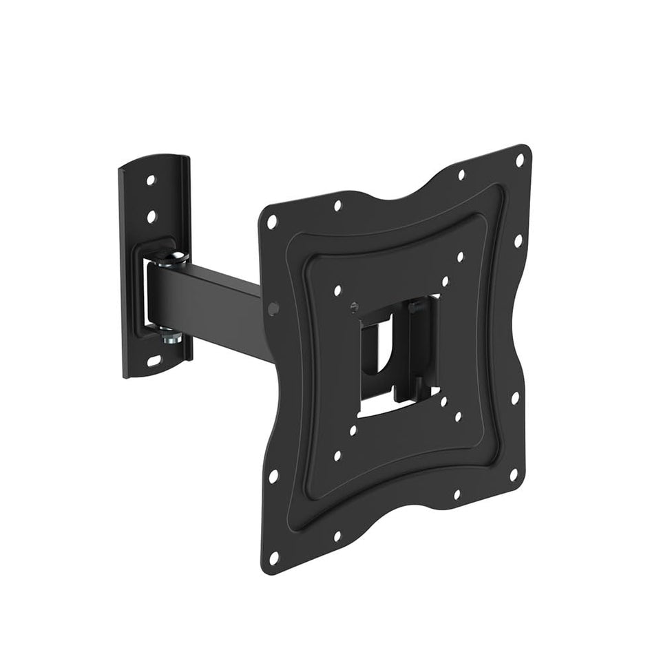 Kortek full-motion TV mount front view showing flexible positioning for various seating angles.