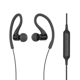 Koss BT232i cable management clip helps secure cords during activity.