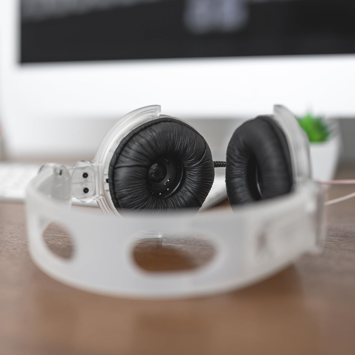 Koss CL20i transparent housing and foam texture highlighting build quality