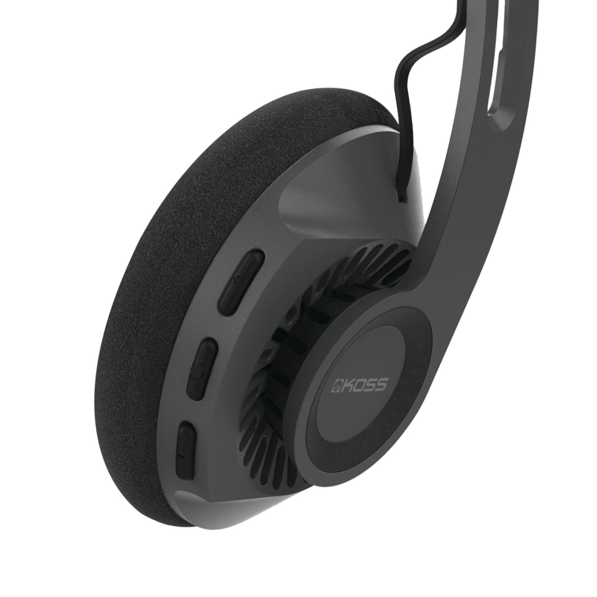 Koss KPH30 Wireless Stealth Gray side view with on-ear cushions