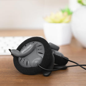 Koss KSC75 3.5 mm universal jack compatible with laptops and gaming devices.