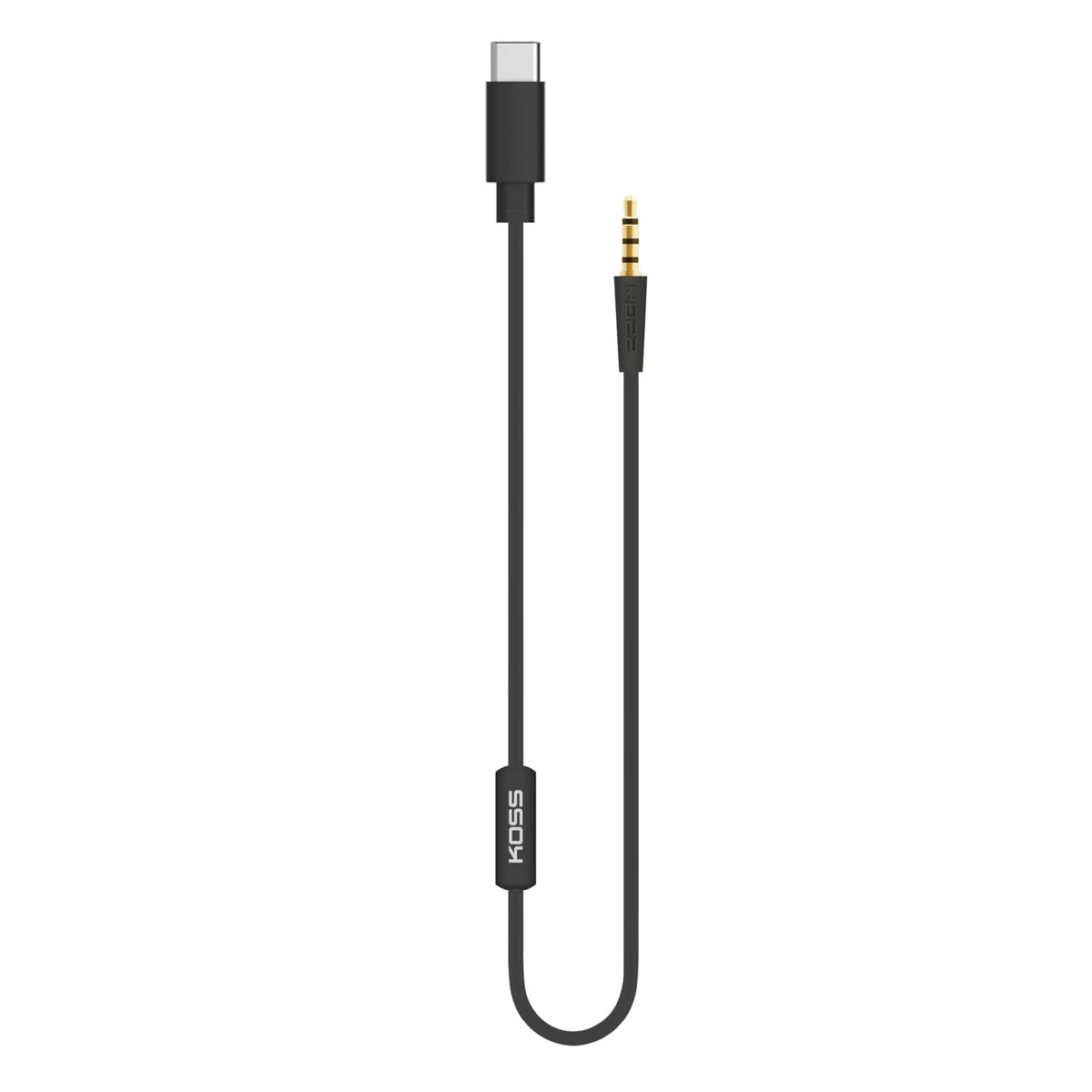 Koss KUSB-50 USB-C to 3.5mm adapter for wired listening on tablets and laptops.
