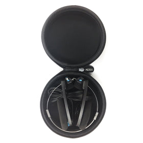 Koss case closeup of matte texture and rubber zipper pull for easy grip