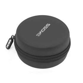 Koss case front view showing matte black shell and protection benefit