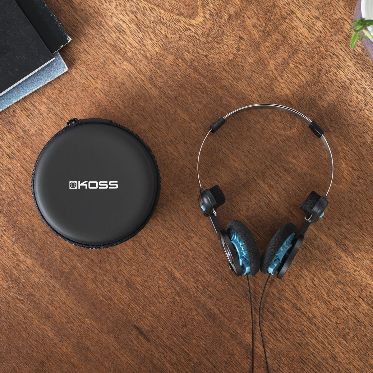 Koss case inside backpack showing compact scale and convenient portability