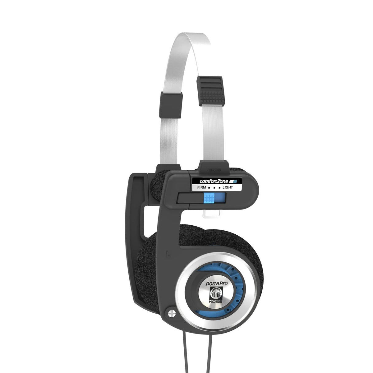Koss Porta Pro front view showing design and benefits of portable sound