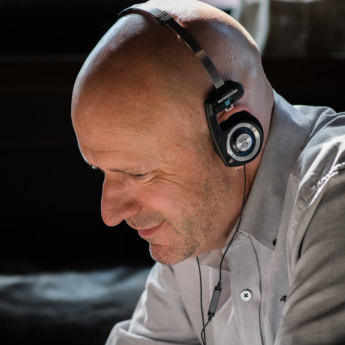 Koss Porta Pro cable and spring-reinforced strain relief detail, durable connection